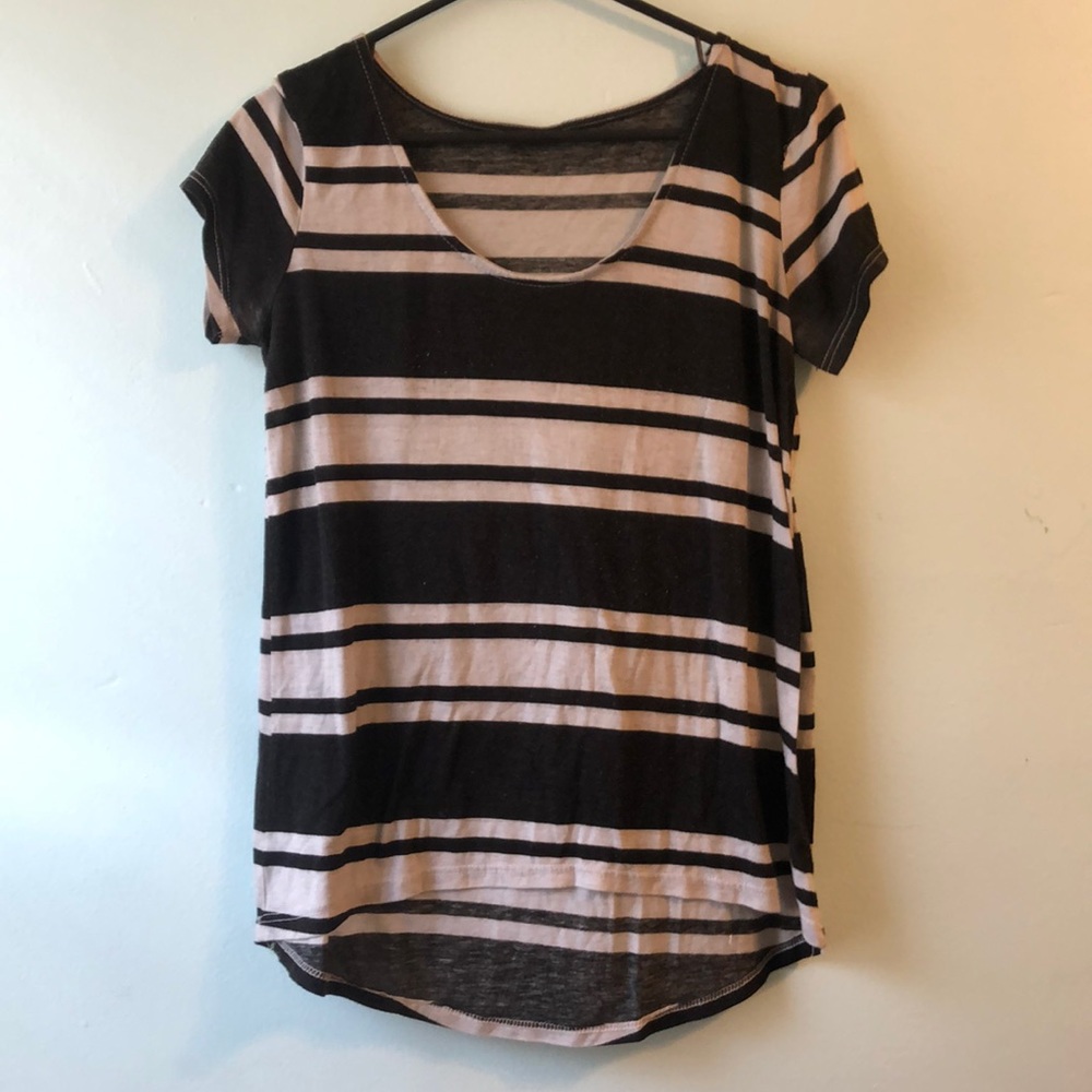 black and grey striped shirt